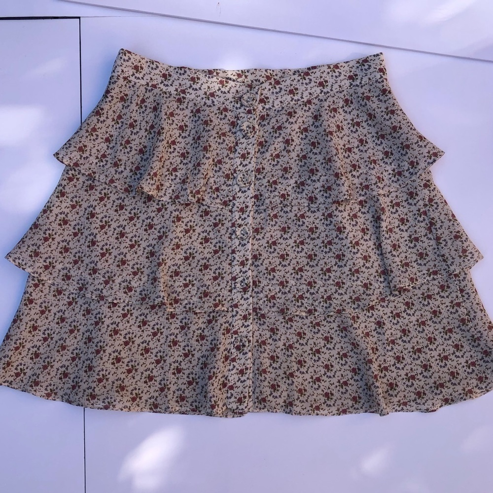 Dress FORUM FLORAL Ruffled tiered MINI SKIRT sz m - Picture 5 of 6